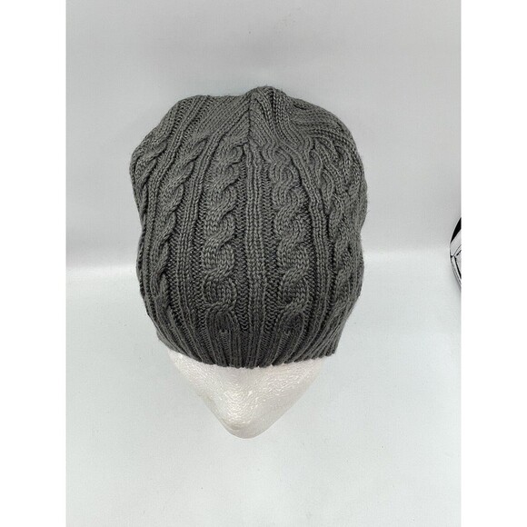 Cable Knit Beanie Womens Gray One Size Wool Acrylic - Picture 7 of 9